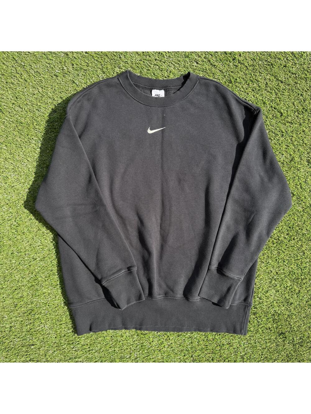 Vintage Nike Center Swoosh Crewneck Faded Black Mens Small - Y2K sweatshirt